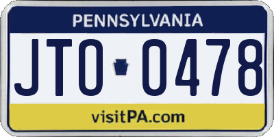 PA license plate JTO0478