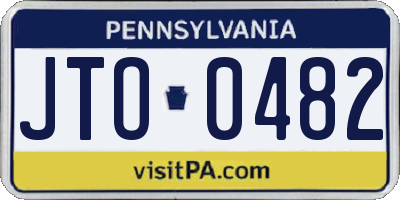 PA license plate JTO0482
