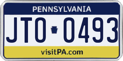 PA license plate JTO0493