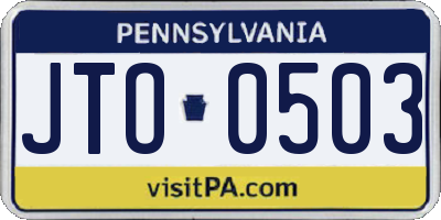 PA license plate JTO0503