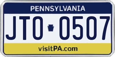 PA license plate JTO0507