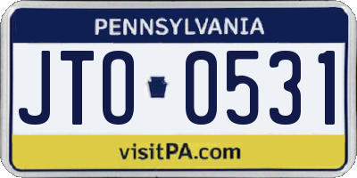 PA license plate JTO0531