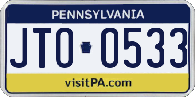 PA license plate JTO0533