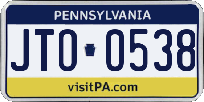 PA license plate JTO0538