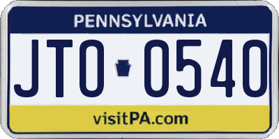 PA license plate JTO0540