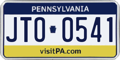 PA license plate JTO0541