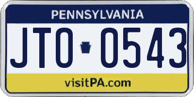 PA license plate JTO0543