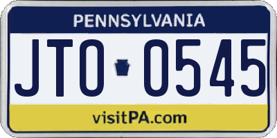 PA license plate JTO0545