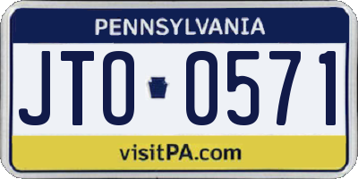 PA license plate JTO0571