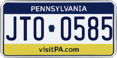 PA license plate JTO0585