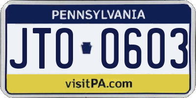 PA license plate JTO0603