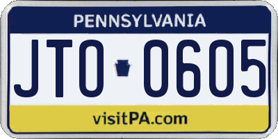PA license plate JTO0605