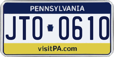 PA license plate JTO0610