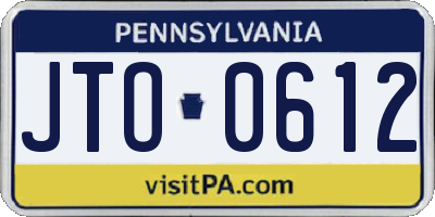 PA license plate JTO0612