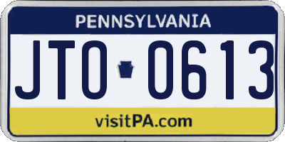PA license plate JTO0613