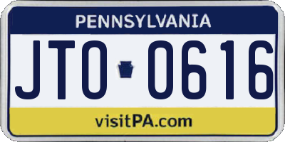 PA license plate JTO0616