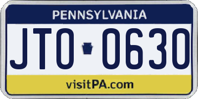 PA license plate JTO0630