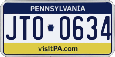 PA license plate JTO0634
