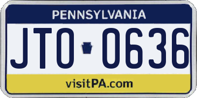 PA license plate JTO0636
