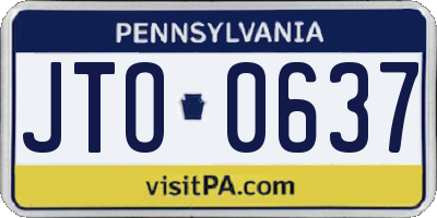 PA license plate JTO0637