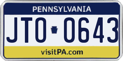 PA license plate JTO0643
