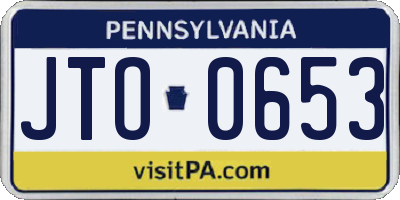 PA license plate JTO0653