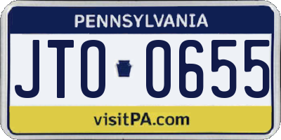 PA license plate JTO0655