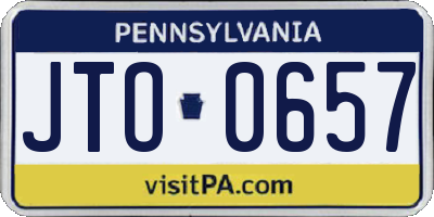 PA license plate JTO0657