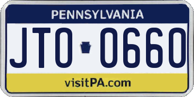 PA license plate JTO0660