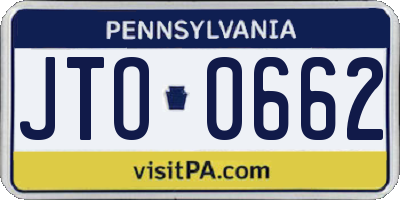 PA license plate JTO0662