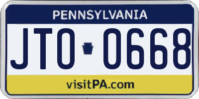 PA license plate JTO0668