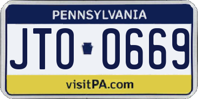 PA license plate JTO0669