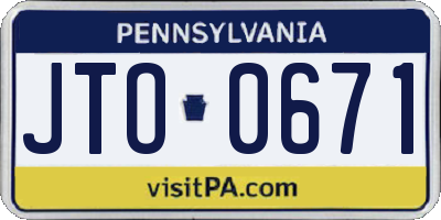 PA license plate JTO0671