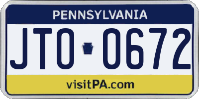PA license plate JTO0672