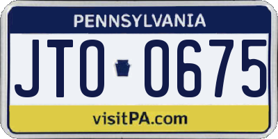 PA license plate JTO0675