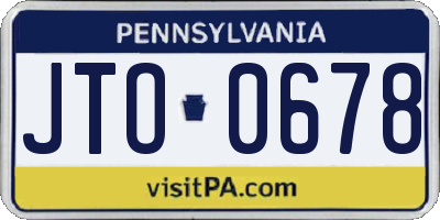 PA license plate JTO0678