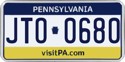 PA license plate JTO0680