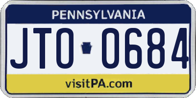 PA license plate JTO0684