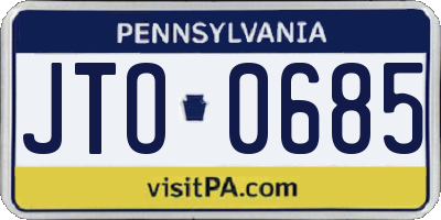 PA license plate JTO0685