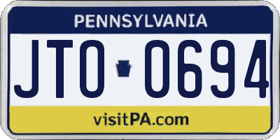 PA license plate JTO0694