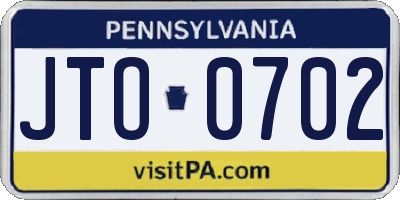 PA license plate JTO0702