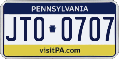 PA license plate JTO0707