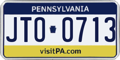 PA license plate JTO0713