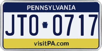 PA license plate JTO0717