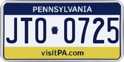 PA license plate JTO0725