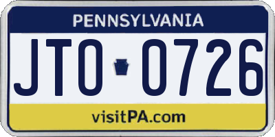 PA license plate JTO0726