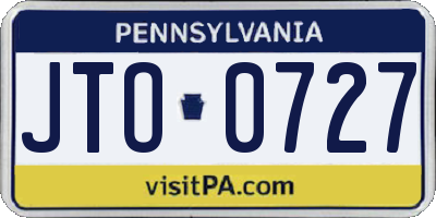 PA license plate JTO0727