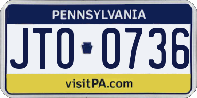 PA license plate JTO0736