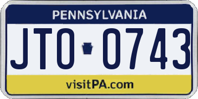 PA license plate JTO0743