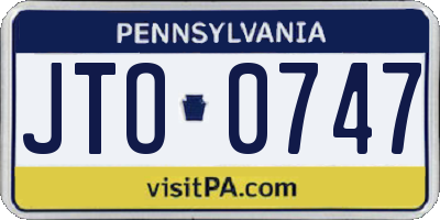 PA license plate JTO0747